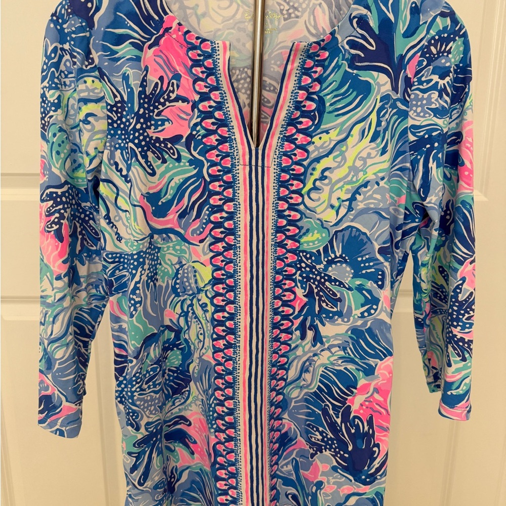 Lilly Pulitzer Blue and Pink Tropical Tunic
